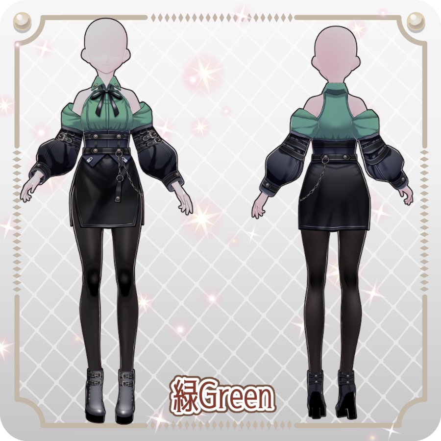 【VRoid Dress Set】ゴシックテック スリットスカート6色 Gothic Tech Slit Skirt (6 Colors)