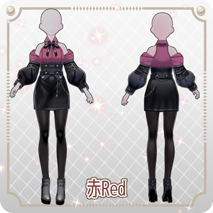 【VRoid Dress Set】ゴシックテック スリットスカート6色 Gothic Tech Slit Skirt (6 Colors)