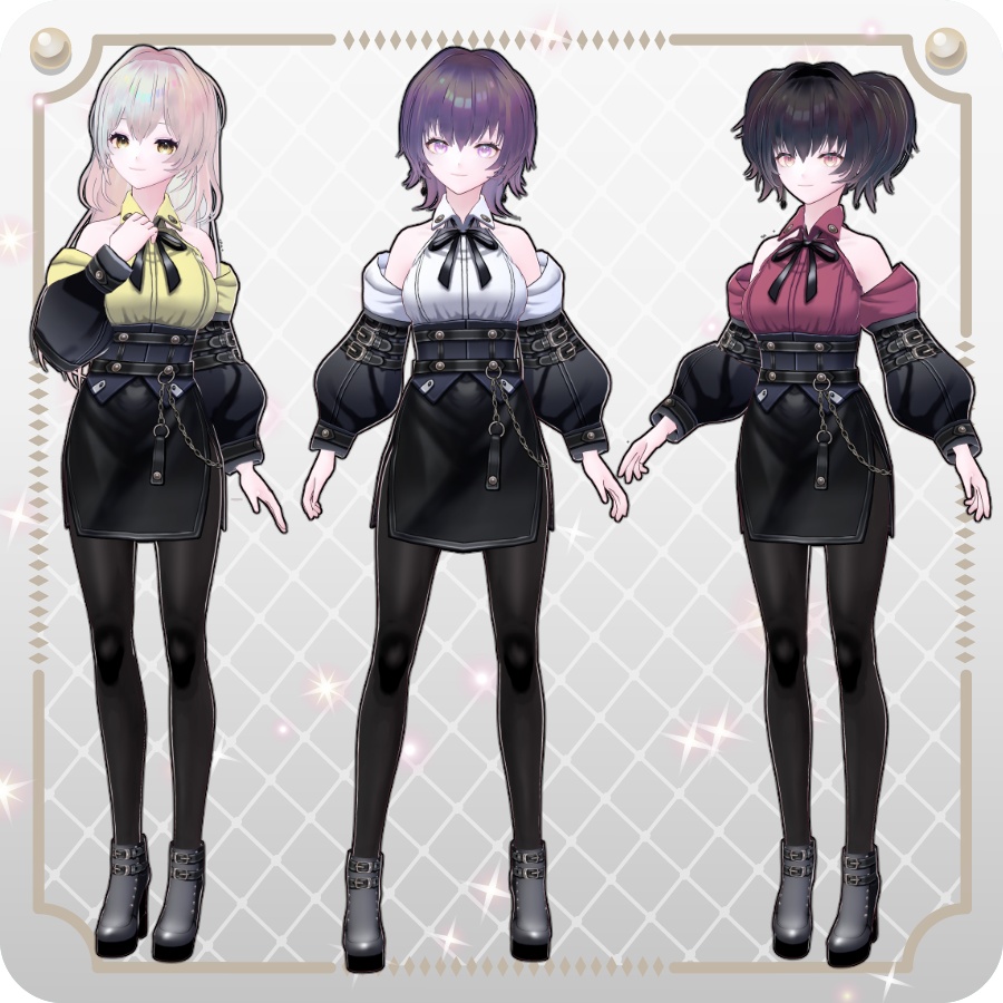 【VRoid Dress Set】ゴシックテック スリットスカート6色 Gothic Tech Slit Skirt (6 Colors)