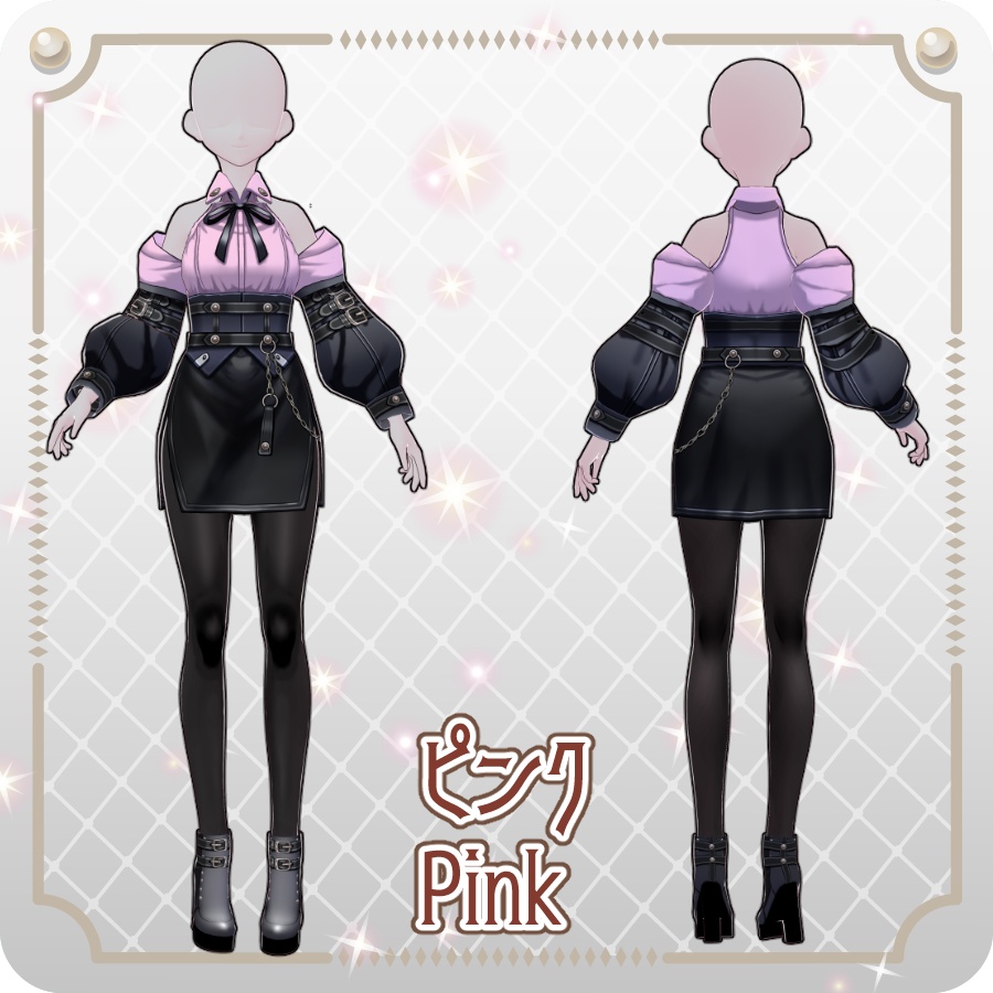【VRoid Dress Set】ゴシックテック スリットスカート6色 Gothic Tech Slit Skirt (6 Colors)