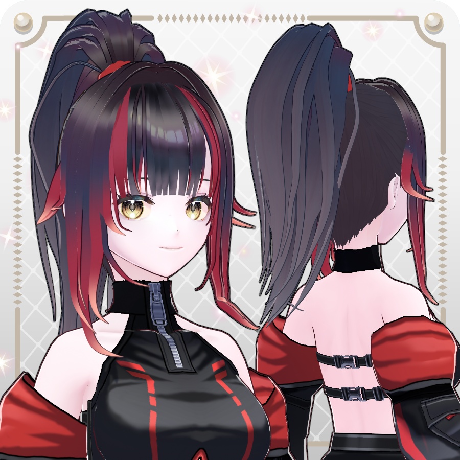 【VRoid hair preset】ハイポニーテール6色High Ponytail, 6 Colors