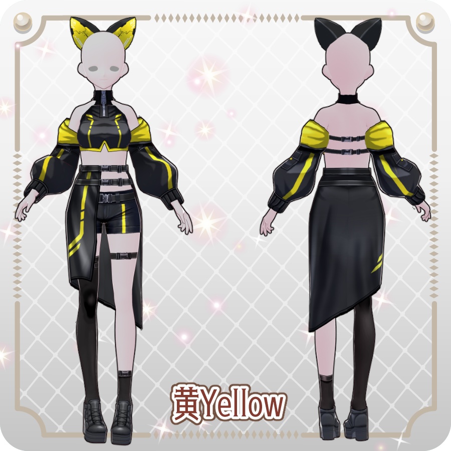 【VRoid Dress Set】サイバーパンクラップスカートショートパンツ6色 Cyberpunk Ruffle Skirt Shorts (6 Colors)