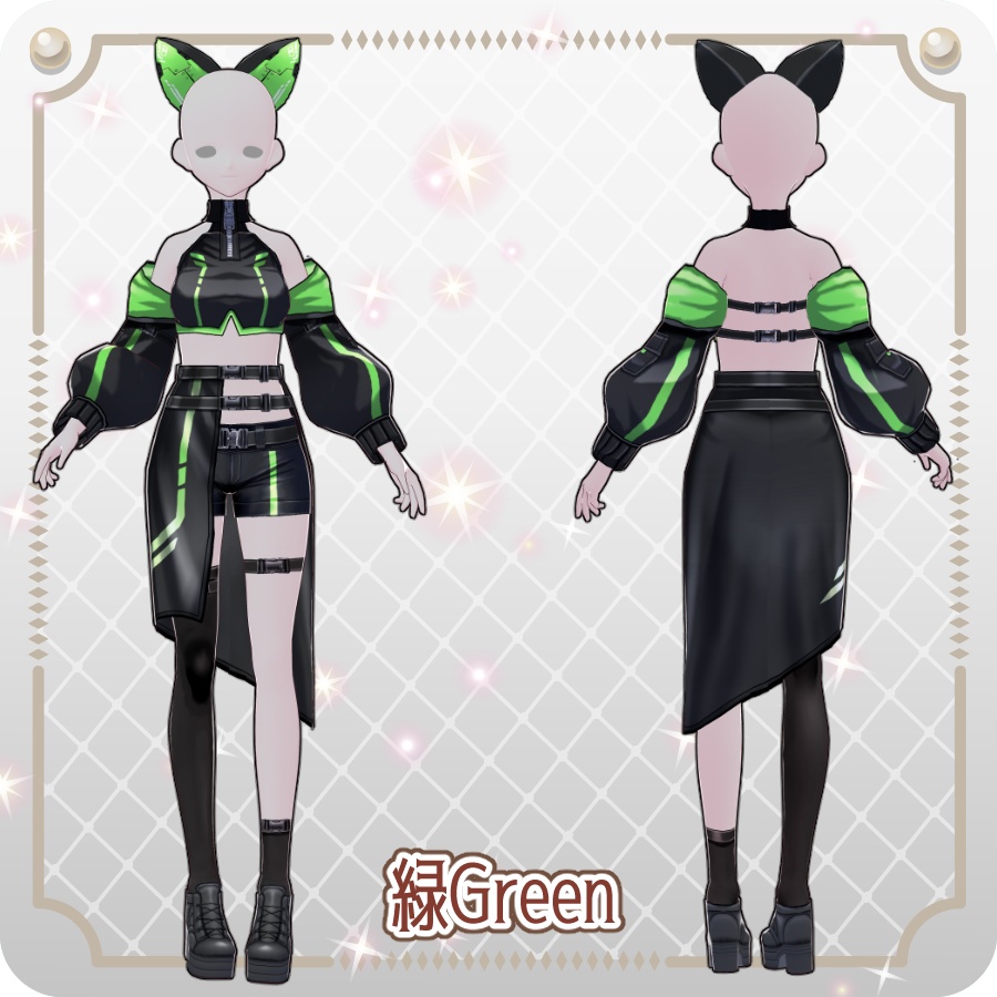 【VRoid Dress Set】サイバーパンクラップスカートショートパンツ6色 Cyberpunk Ruffle Skirt Shorts (6 Colors)