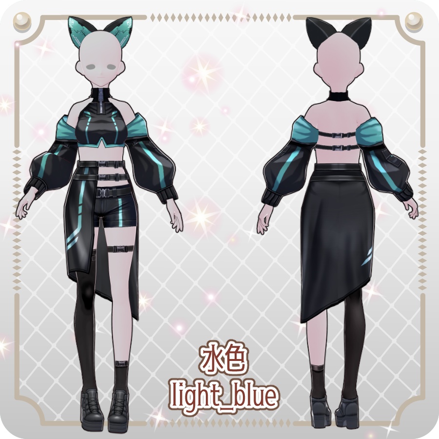 【VRoid Dress Set】サイバーパンクラップスカートショートパンツ6色 Cyberpunk Ruffle Skirt Shorts (6 Colors)