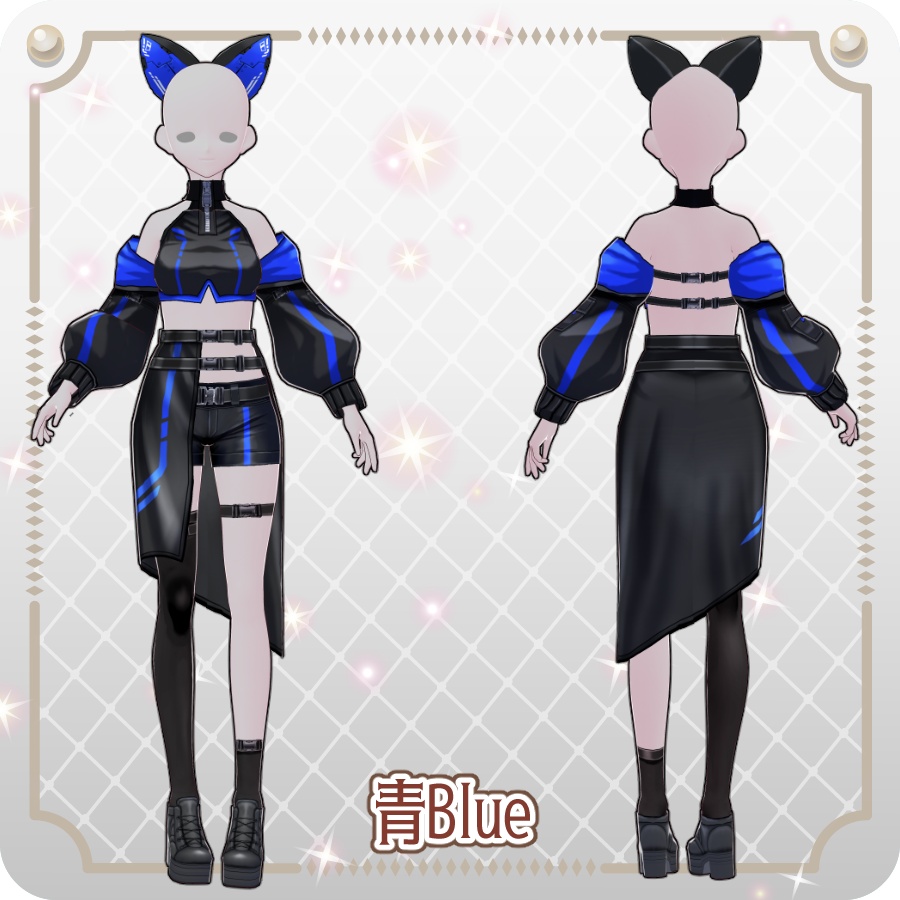 【VRoid Dress Set】サイバーパンクラップスカートショートパンツ6色 Cyberpunk Ruffle Skirt Shorts (6 Colors)