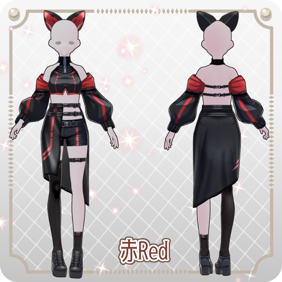【VRoid Dress Set】サイバーパンクラップスカートショートパンツ6色 Cyberpunk Ruffle Skirt Shorts (6 Colors)