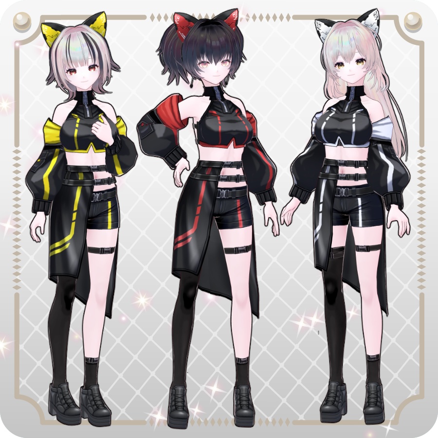 【VRoid Dress Set】サイバーパンクラップスカートショートパンツ6色 Cyberpunk Ruffle Skirt Shorts (6 Colors)