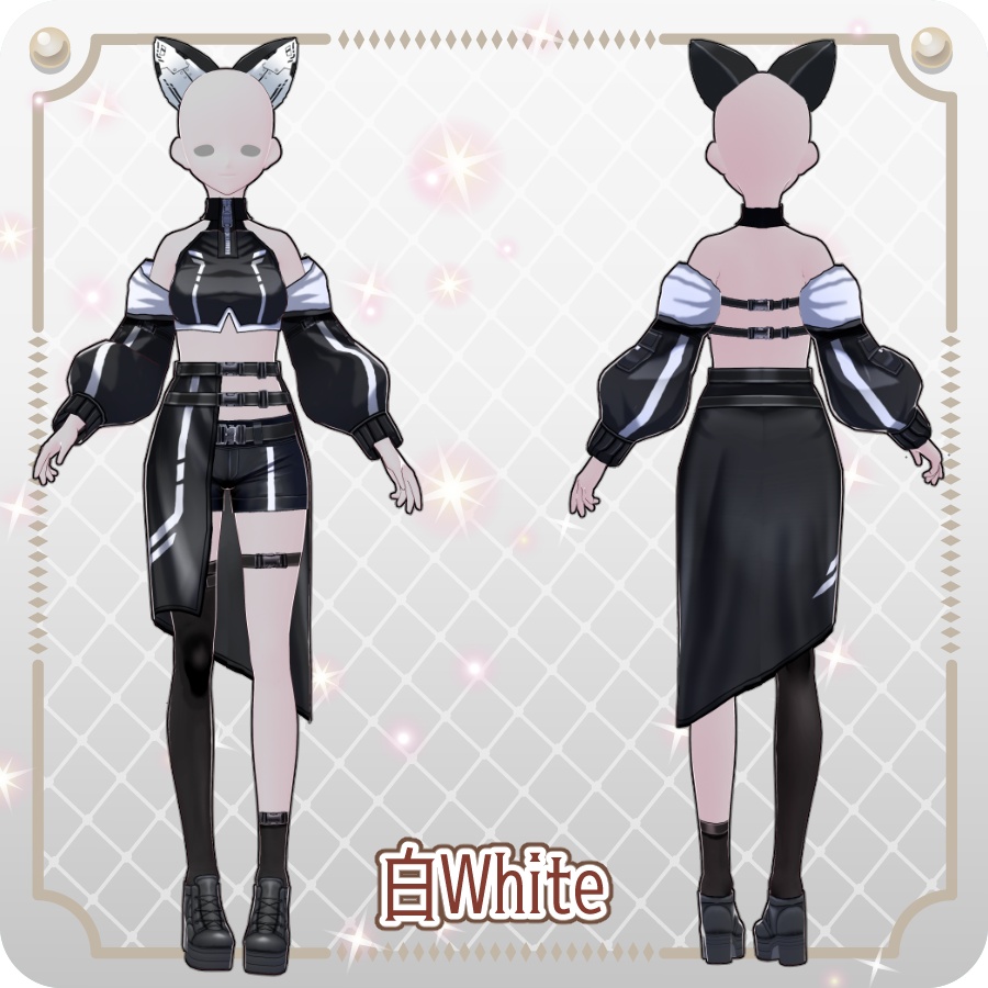【VRoid Dress Set】サイバーパンクラップスカートショートパンツ6色 Cyberpunk Ruffle Skirt Shorts (6 Colors)
