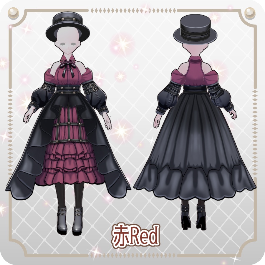 【VRoid Dress Set】ゴシックパンクドレス6色 Gothic Punk Dresses in 6 Colors