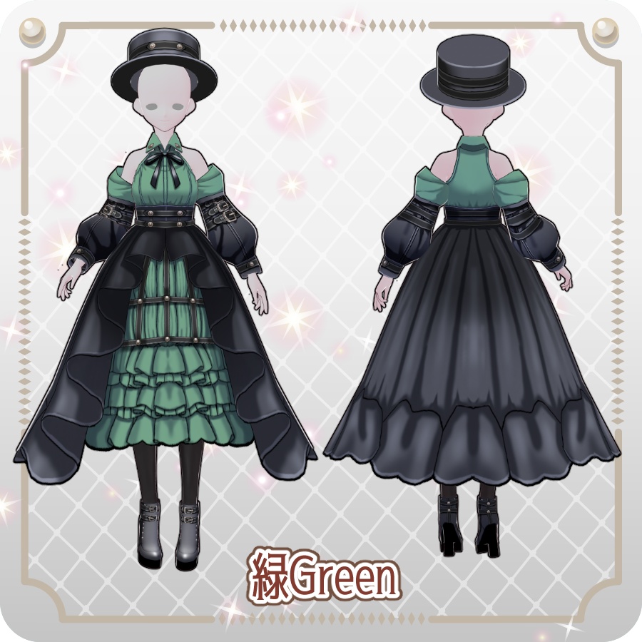 【VRoid Dress Set】ゴシックパンクドレス6色 Gothic Punk Dresses in 6 Colors
