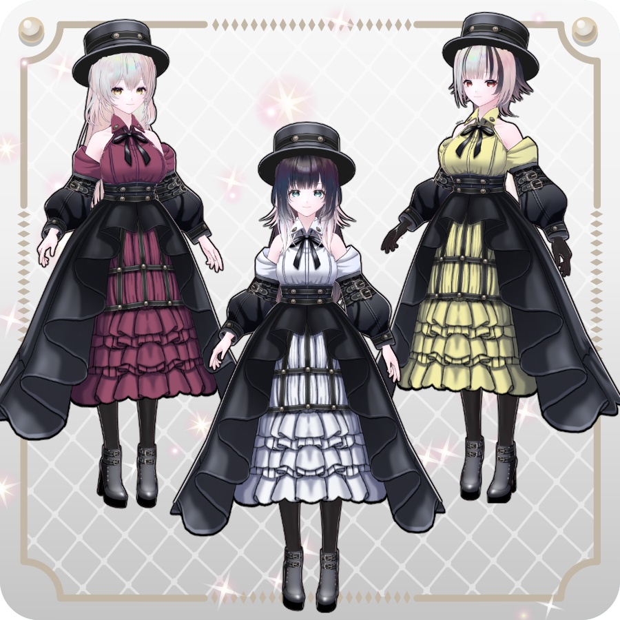 【VRoid Dress Set】ゴシックパンクドレス6色 Gothic Punk Dresses in 6 Colors