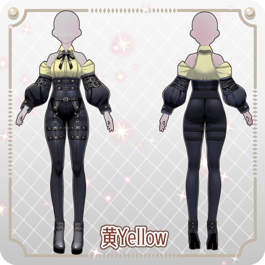 【VRoid Dress Set】ゴシックテックパンツ6色 Gothic Tech Pants in 6 Colors