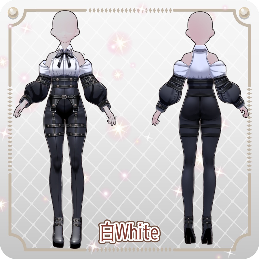 【VRoid Dress Set】ゴシックテックパンツ6色 Gothic Tech Pants in 6 Colors