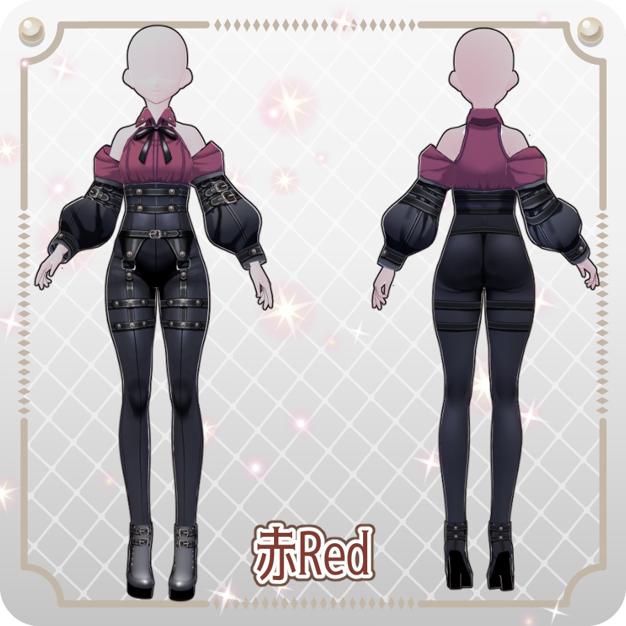 【VRoid Dress Set】ゴシックテックパンツ6色 Gothic Tech Pants in 6 Colors