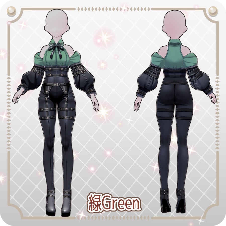 【VRoid Dress Set】ゴシックテックパンツ6色 Gothic Tech Pants in 6 Colors