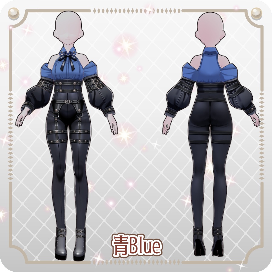 【VRoid Dress Set】ゴシックテックパンツ6色 Gothic Tech Pants in 6 Colors