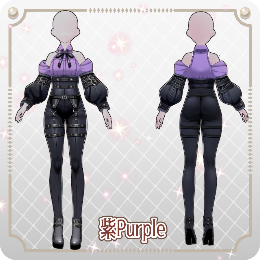 【VRoid Dress Set】ゴシックテックパンツ6色 Gothic Tech Pants in 6 Colors