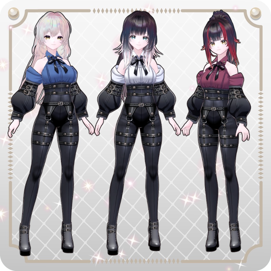 【VRoid Dress Set】ゴシックテックパンツ6色 Gothic Tech Pants in 6 Colors
