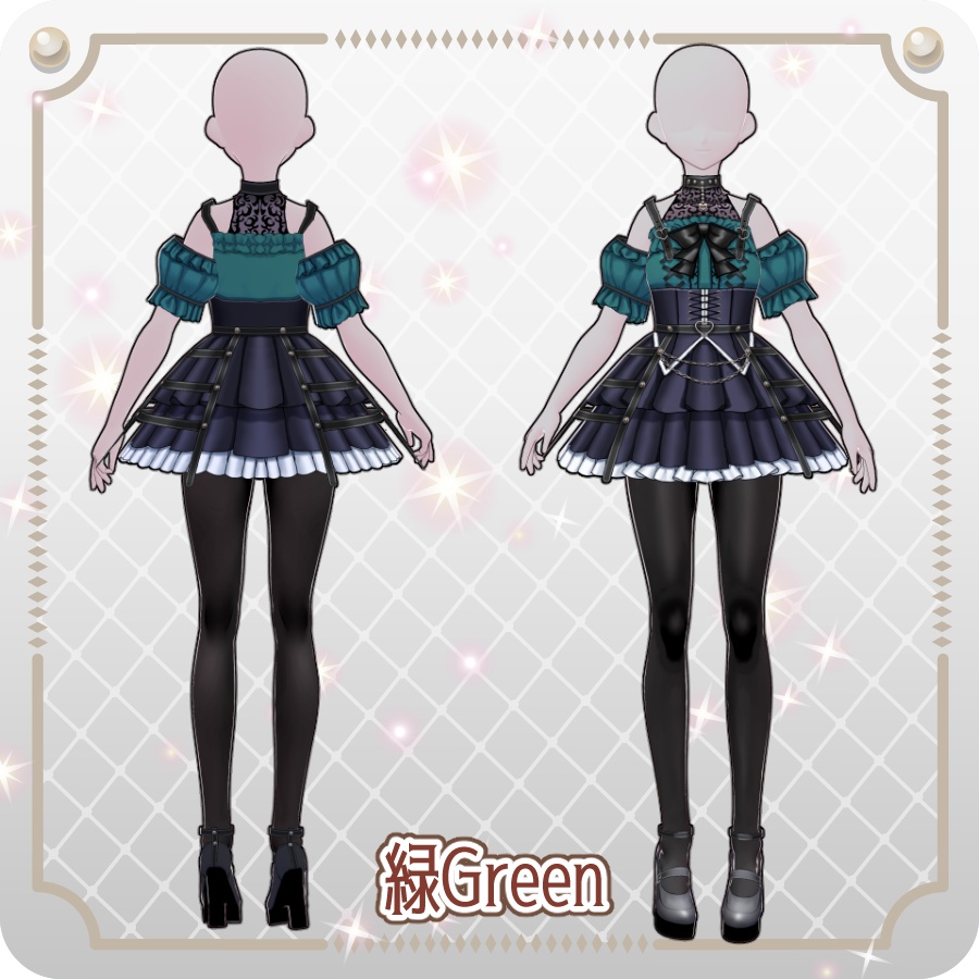 【VRoid Dress Set】ゴシックパンク地雷系スカート6色 Gothic Punk "Landmine-Style" Skirt (6 Colors)