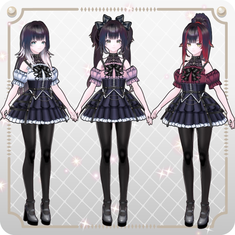 【VRoid Dress Set】ゴシックパンク地雷系スカート6色 Gothic Punk "Landmine-Style" Skirt (6 Colors)