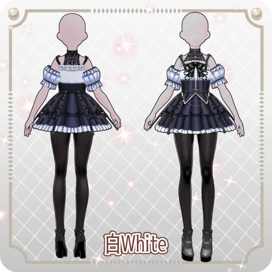 【VRoid Dress Set】ゴシックパンク地雷系スカート6色 Gothic Punk "Landmine-Style" Skirt (6 Colors)