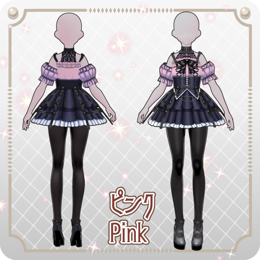 【VRoid Dress Set】ゴシックパンク地雷系スカート6色 Gothic Punk "Landmine-Style" Skirt (6 Colors)