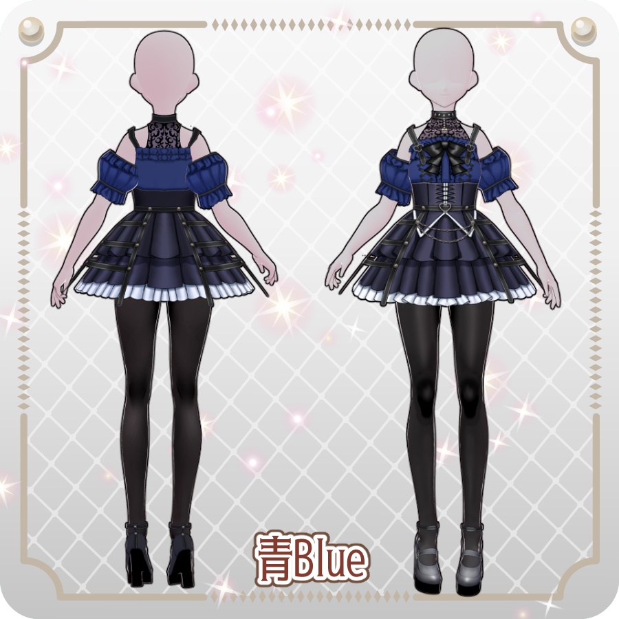 【VRoid Dress Set】ゴシックパンク地雷系スカート6色 Gothic Punk "Landmine-Style" Skirt (6 Colors)