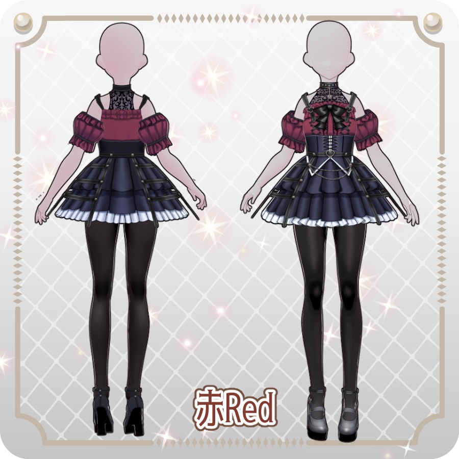 【VRoid Dress Set】ゴシックパンク地雷系スカート6色 Gothic Punk "Landmine-Style" Skirt (6 Colors)