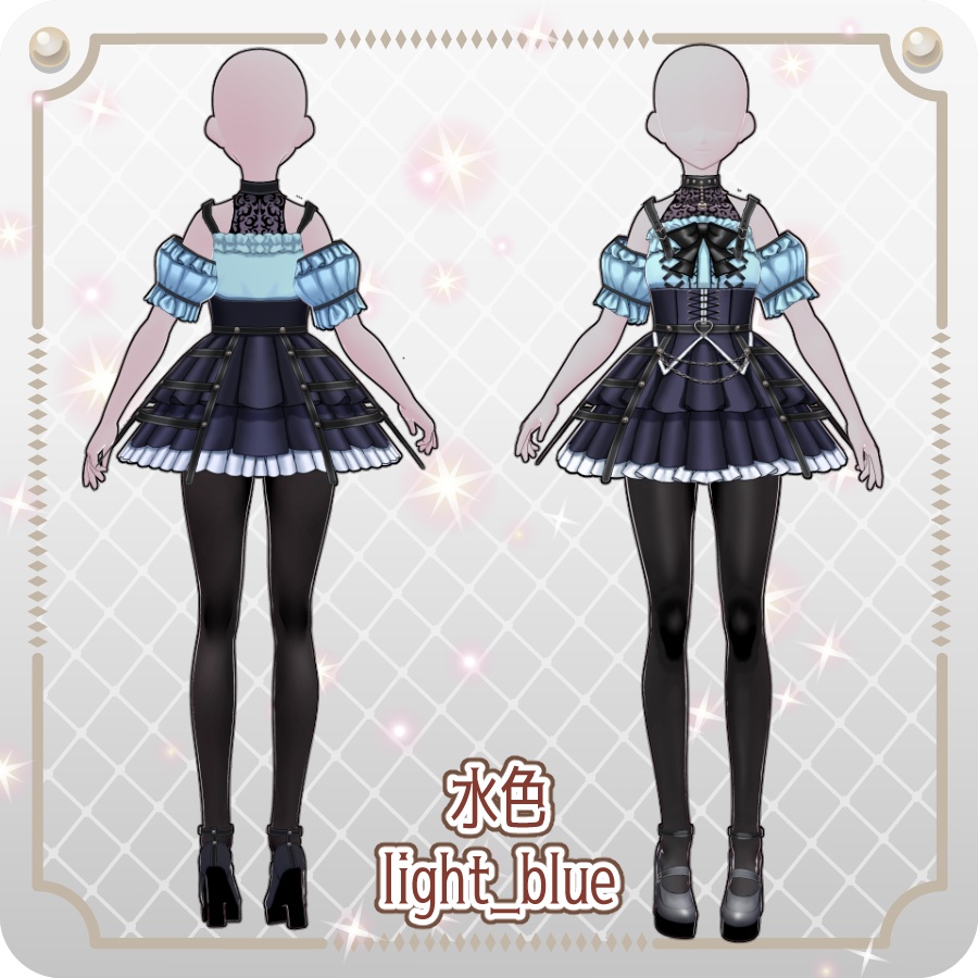 【VRoid Dress Set】ゴシックパンク地雷系スカート6色 Gothic Punk "Landmine-Style" Skirt (6 Colors)