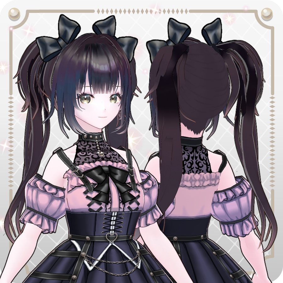 【VRoid hair preset】ダブルツインテール6色Double Ponytail, 6 Colors