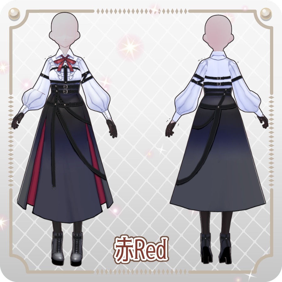 【VRoid Dress Set】ゴシックミリタリースカート6色Gothic Military Skirt (6 Colors)