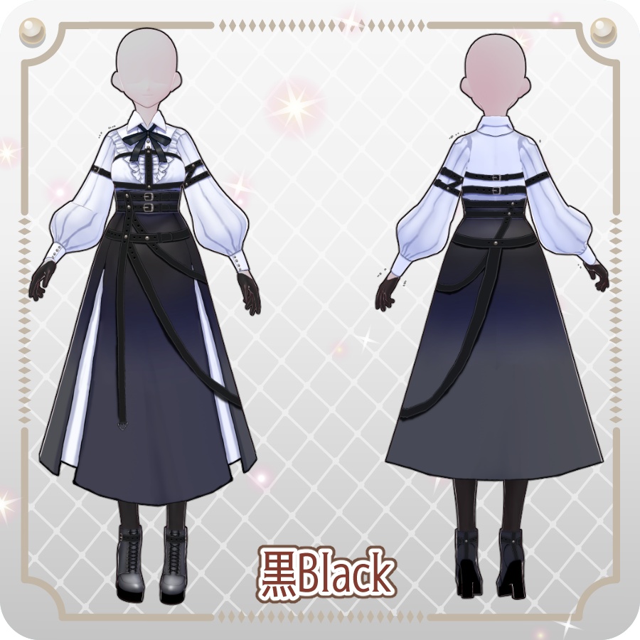 【VRoid Dress Set】ゴシックミリタリースカート6色Gothic Military Skirt (6 Colors)