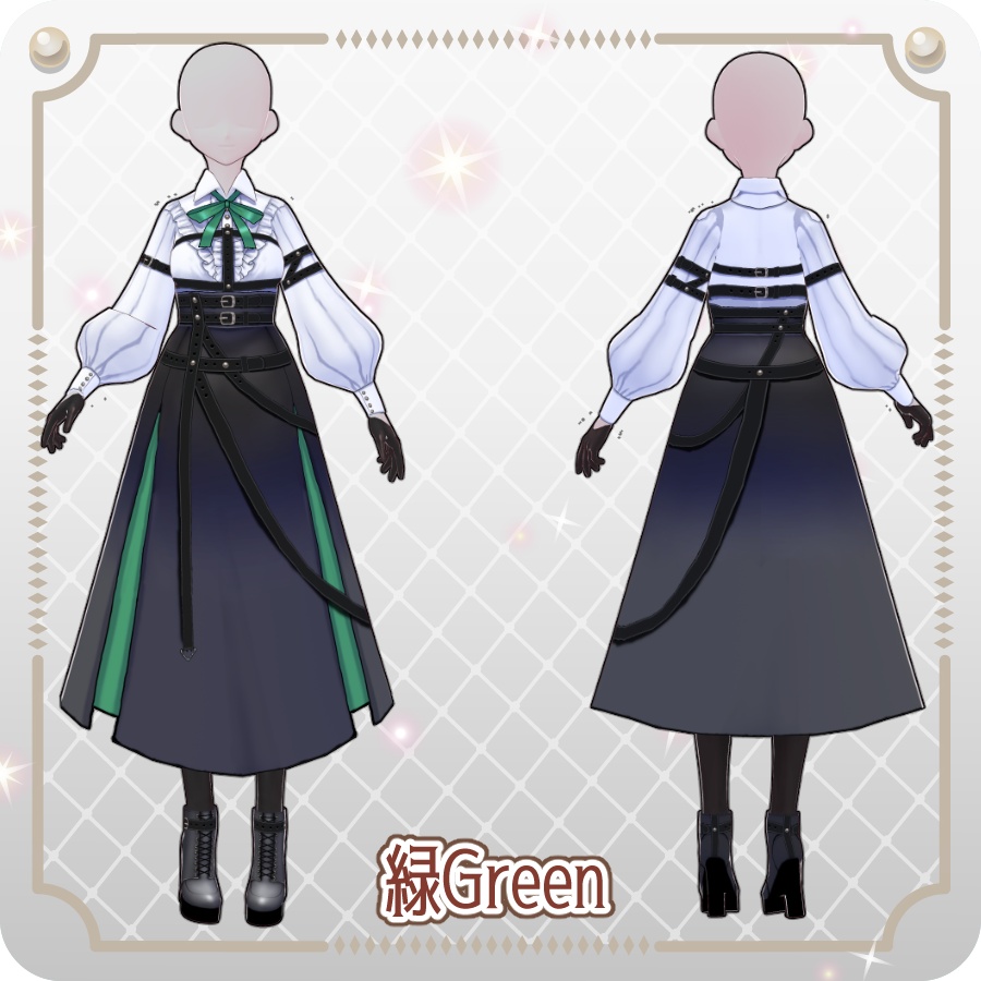【VRoid Dress Set】ゴシックミリタリースカート6色Gothic Military Skirt (6 Colors)