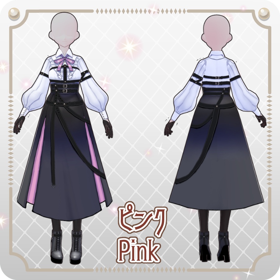 【VRoid Dress Set】ゴシックミリタリースカート6色Gothic Military Skirt (6 Colors)
