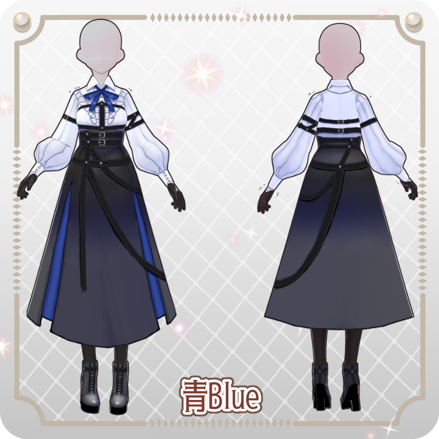 【VRoid Dress Set】ゴシックミリタリースカート6色Gothic Military Skirt (6 Colors)