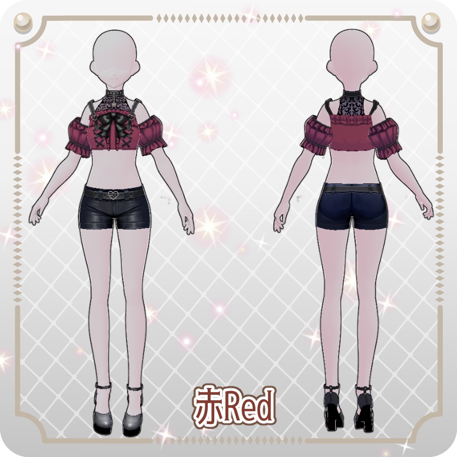 【VRoid Dress Set】ゴシックパンク地雷系ハーフパンツ6色Gothic Punk "Landmine" Style Shorts in 6 Colors