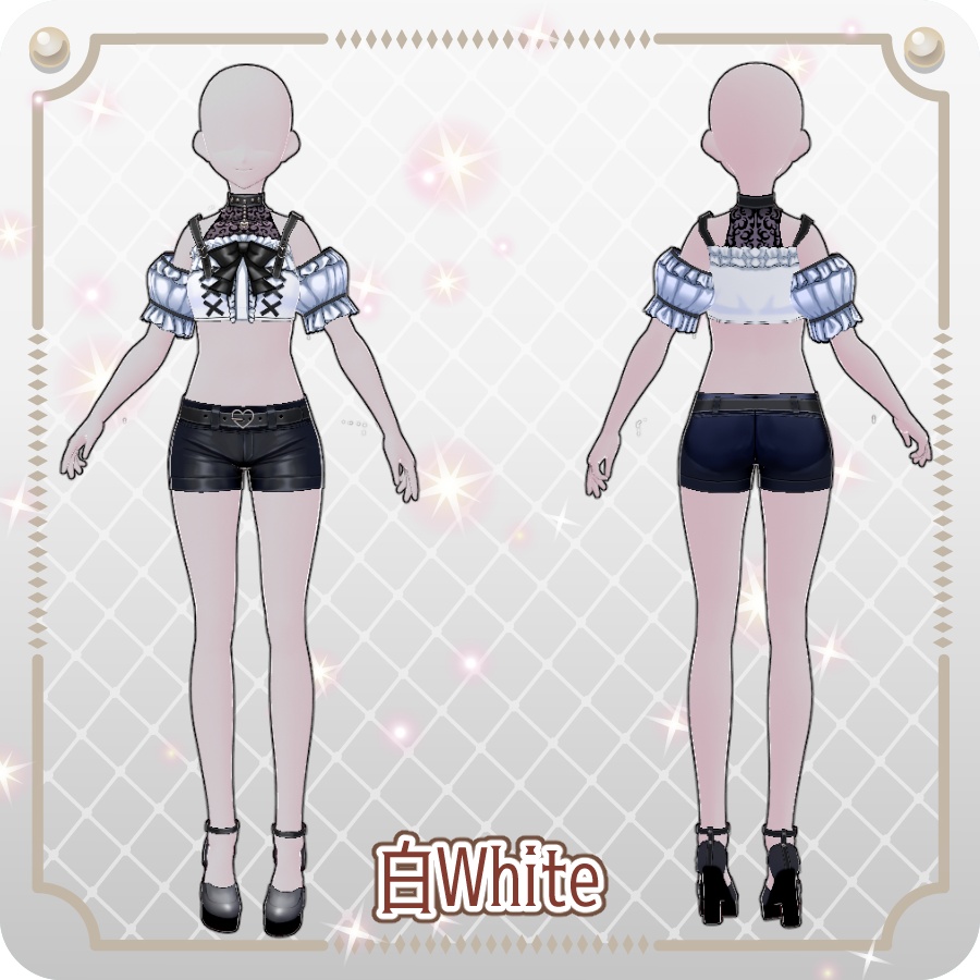 【VRoid Dress Set】ゴシックパンク地雷系ハーフパンツ6色Gothic Punk "Landmine" Style Shorts in 6 Colors