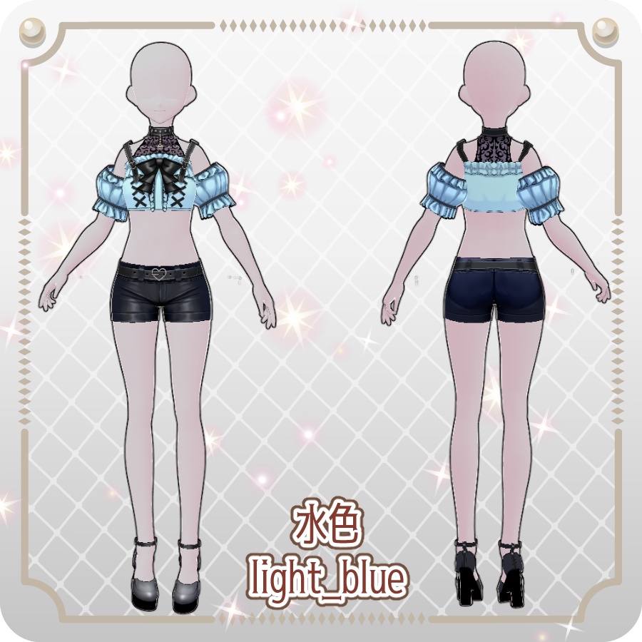 【VRoid Dress Set】ゴシックパンク地雷系ハーフパンツ6色Gothic Punk "Landmine" Style Shorts in 6 Colors