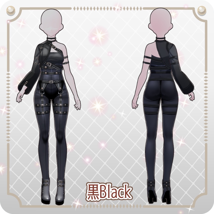 【VRoid Dress Set】アシンメトリー ゴシックパンツ6色Asymmetrical Gothic Pants (6 Colors)