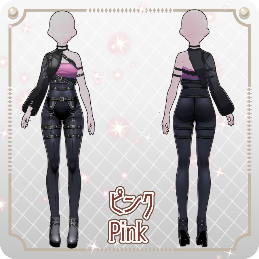 【VRoid Dress Set】アシンメトリー ゴシックパンツ6色Asymmetrical Gothic Pants (6 Colors)