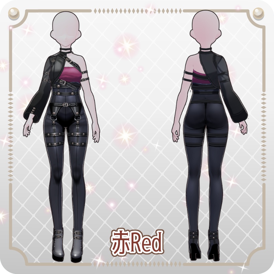 【VRoid Dress Set】アシンメトリー ゴシックパンツ6色Asymmetrical Gothic Pants (6 Colors)