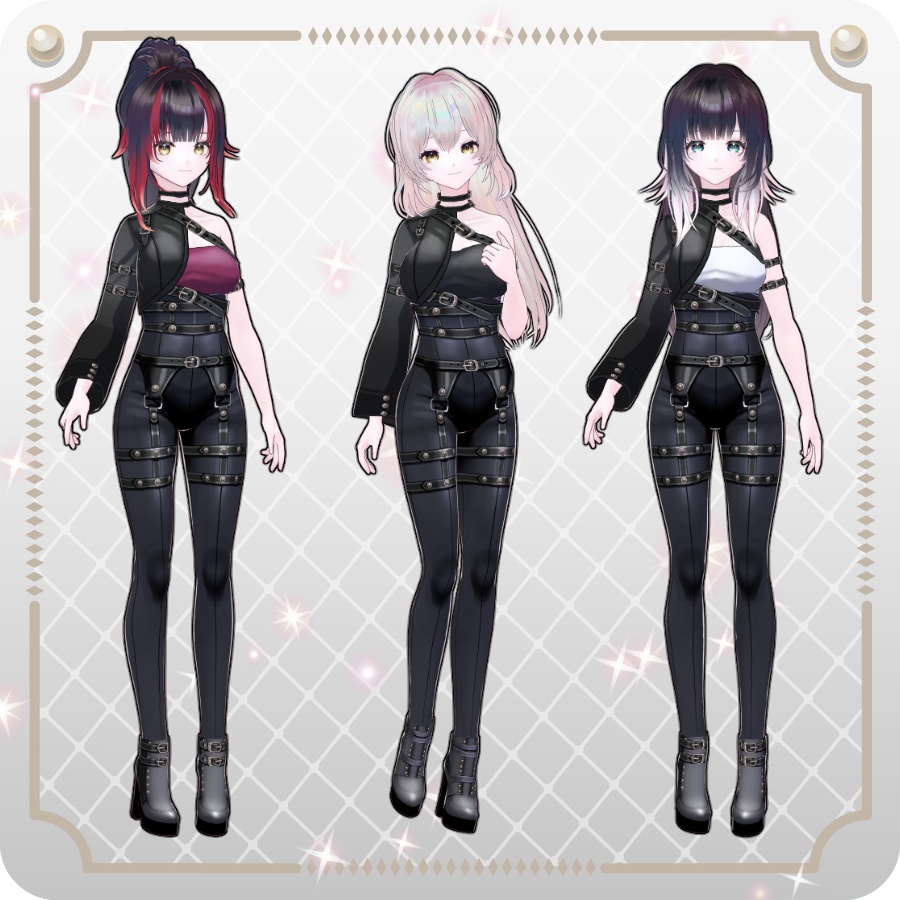 【VRoid Dress Set】アシンメトリー ゴシックパンツ6色Asymmetrical Gothic Pants (6 Colors)