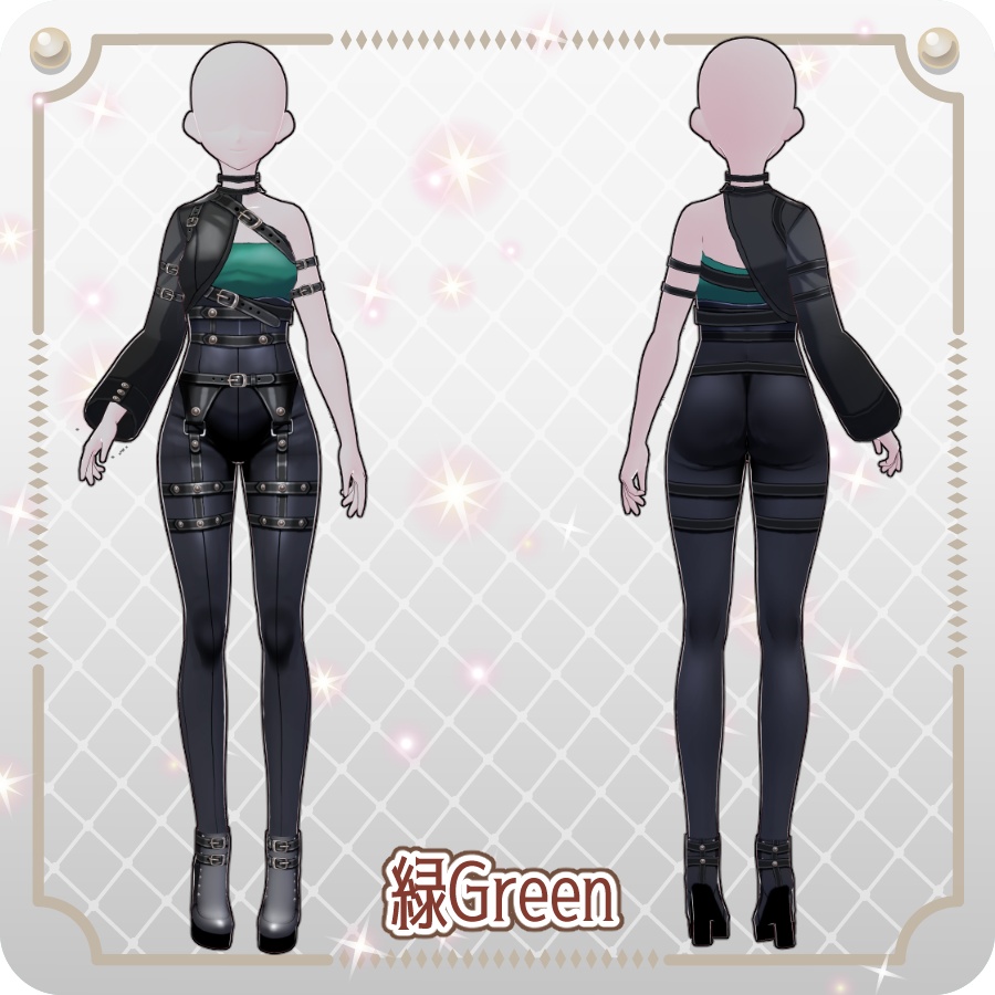 【VRoid Dress Set】アシンメトリー ゴシックパンツ6色Asymmetrical Gothic Pants (6 Colors)