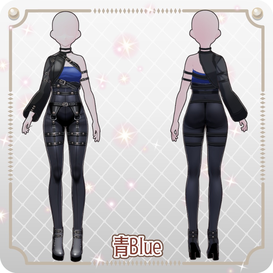 【VRoid Dress Set】アシンメトリー ゴシックパンツ6色Asymmetrical Gothic Pants (6 Colors)