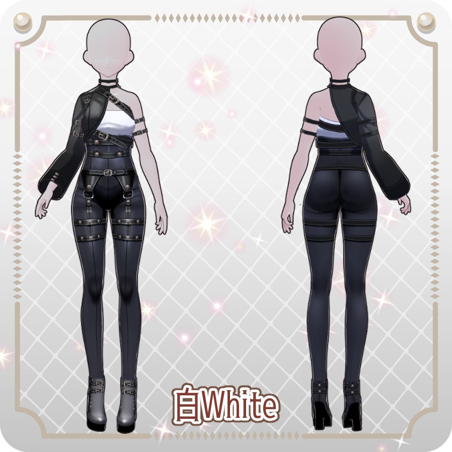 【VRoid Dress Set】アシンメトリー ゴシックパンツ6色Asymmetrical Gothic Pants (6 Colors)