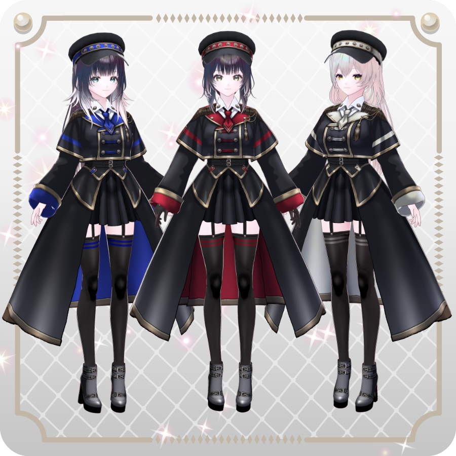 【VRoid Dress Set】ミリタリー ロングコート スカート6色 Military-Style Long Coat Skirt (6 Colors)