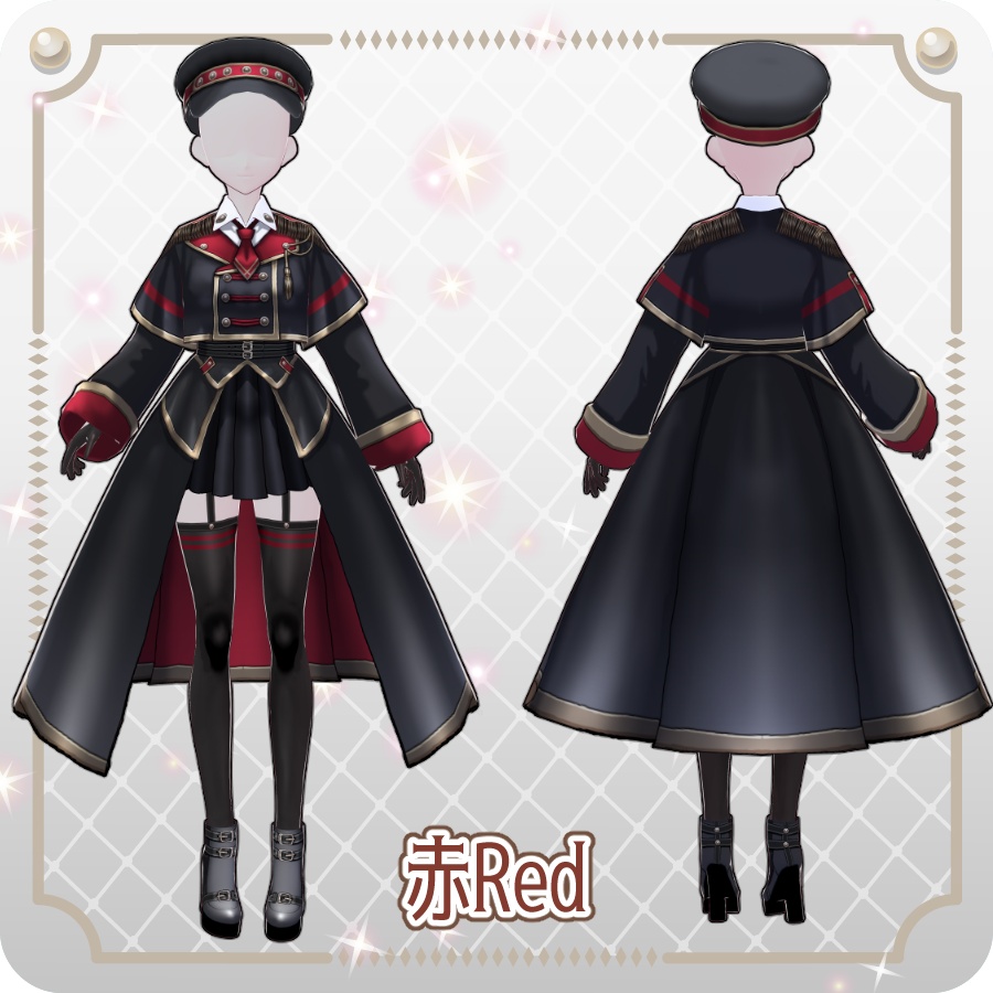 【VRoid Dress Set】ミリタリー ロングコート スカート6色 Military-Style Long Coat Skirt (6 Colors)