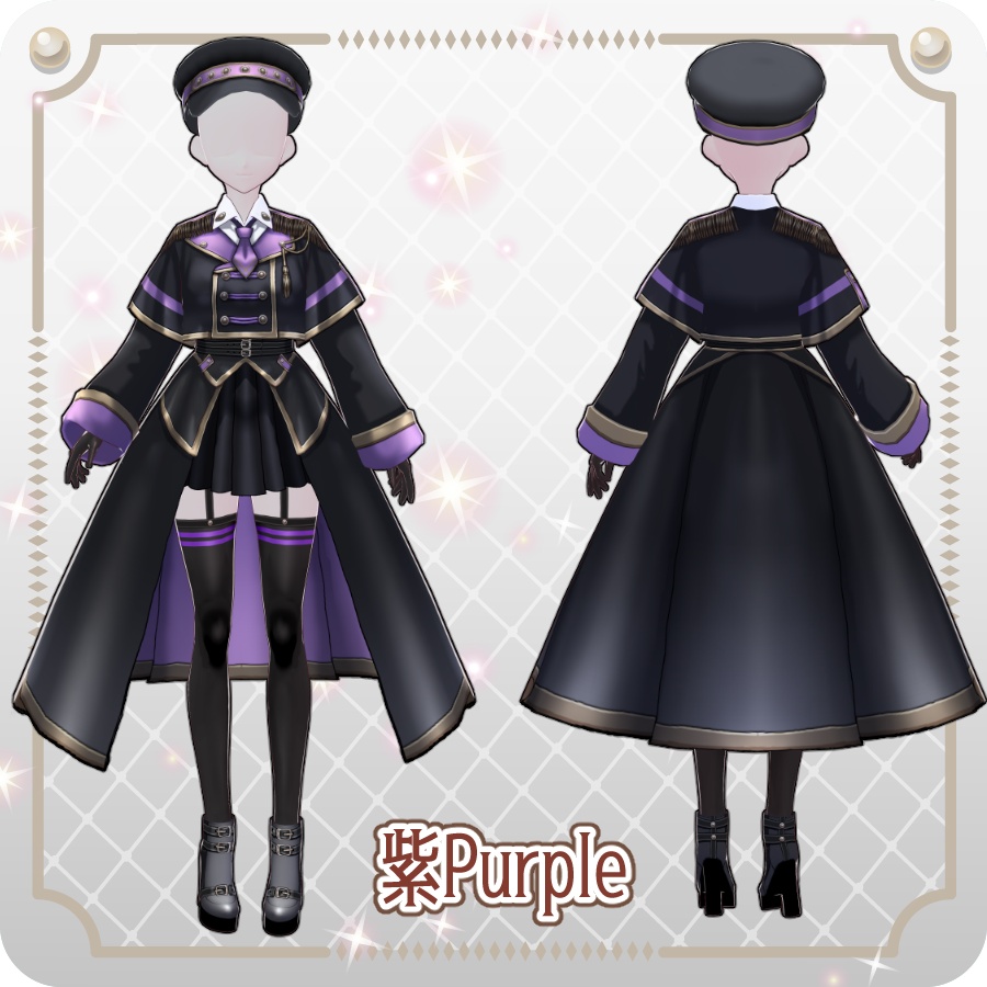 【VRoid Dress Set】ミリタリー ロングコート スカート6色 Military-Style Long Coat Skirt (6 Colors)