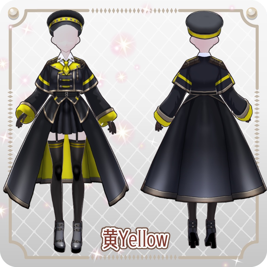 【VRoid Dress Set】ミリタリー ロングコート スカート6色 Military-Style Long Coat Skirt (6 Colors)