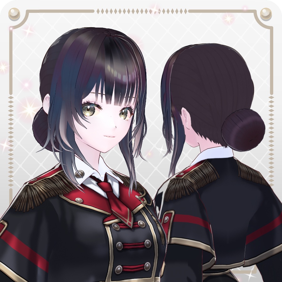 【VRoid hair preset】低めお団子ヘア6色Low Bun Hairstyles in 6 Colors